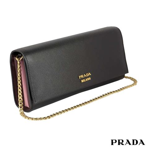 prada logo chain clutch bag|Prada front zip shoulder bags.